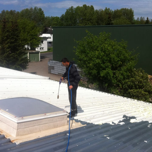 Gewerbeobjekt: Reinigung und Beschichtung eines Trapetzblechdachs