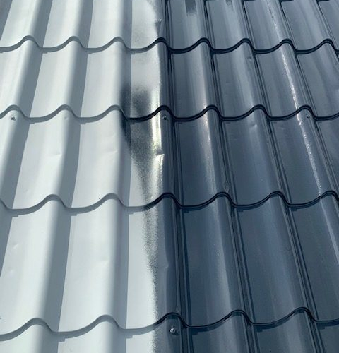 600 m² Blechdach Gewerbeobjekt - Dachsanierung durch Dachreinigung & Dachbeschichtung