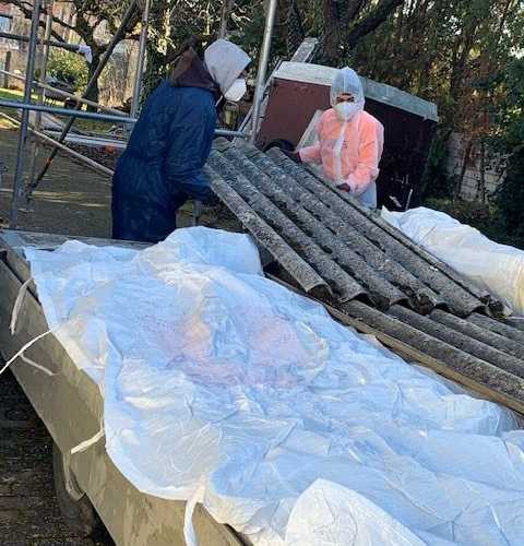 160m² Asbest Wellplatten Eternit Dachsanierung