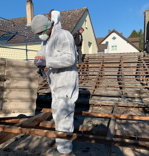 160m² Asbest Wellplatten Eternit Dachsanierung