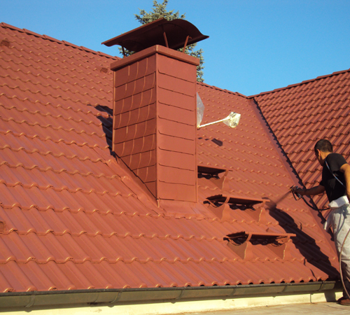 Oberflächensanierung von Betonziegeln Rotbraun