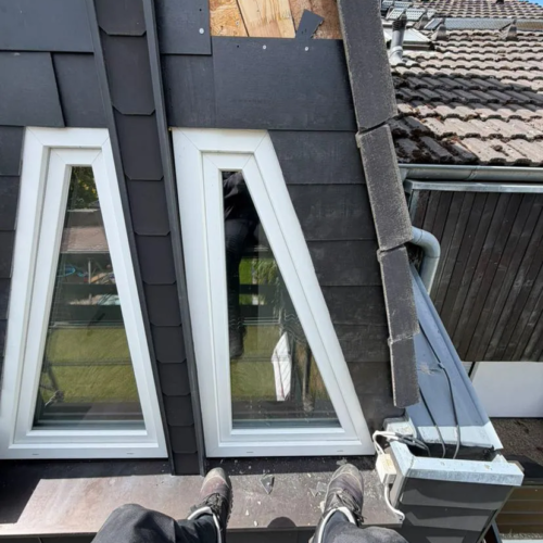 110m² Fassadenverkleidung mit Faserzementplatten/ Kunstschiefer