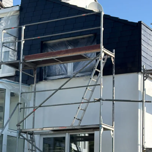 110m² Fassadenverkleidung mit Faserzementplatten/ Kunstschiefer