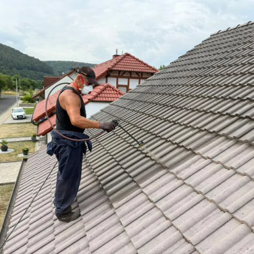180m² Dachreinigung und NANO-TOP Premium Beschichtung in altfarben