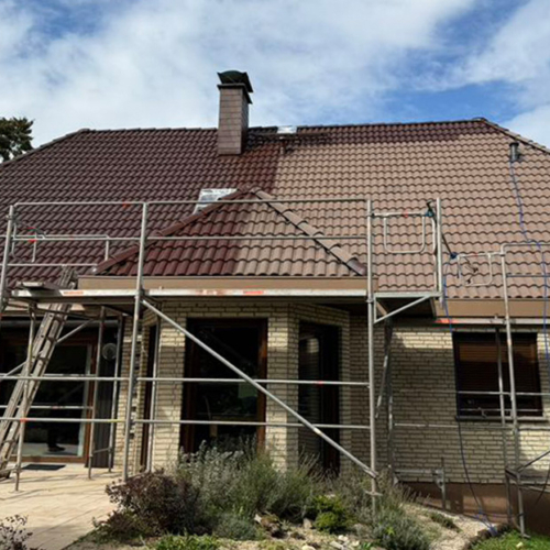 215m² dunkelbraun - Reinigung und Beschichtung NANO-TOP - Marderschaden